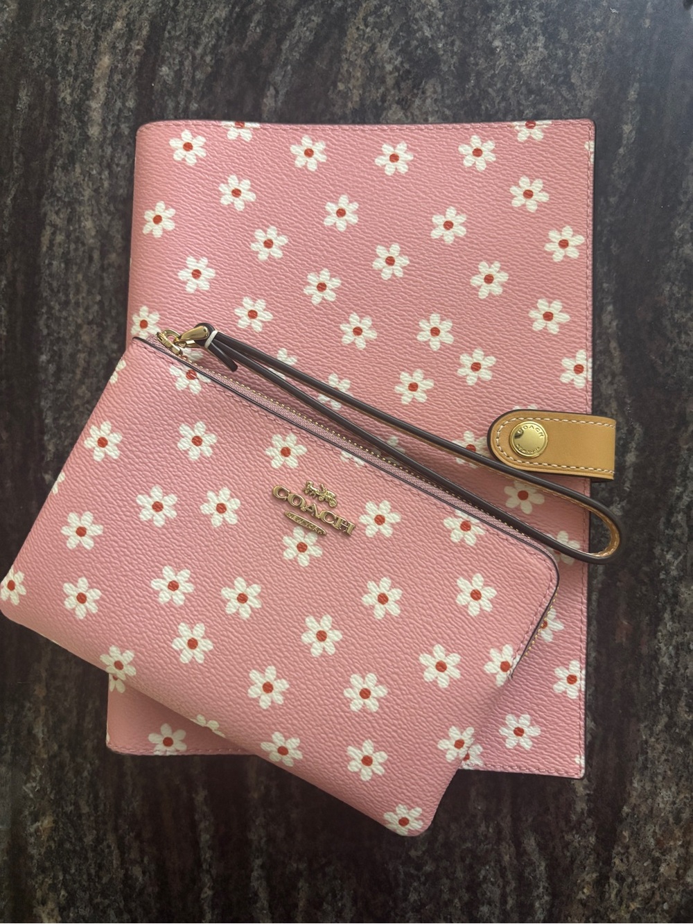 Coach Pink Floral Notebook and Wristlet Bundle!!! NWT